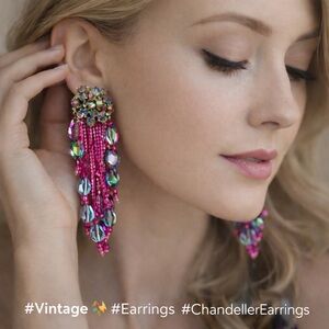 ⸻
Vintage Crystal Chandelier Clip Earrings | 3¾”